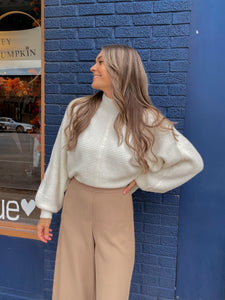 Mock Neck Boxy Sweater//3 Colors