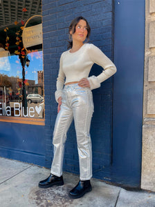 Brushed Silver Metallic Jean