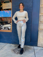 Load image into Gallery viewer, Brushed Silver Metallic Jean
