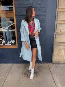 Rolled Sleeve Tie Trench Coat
