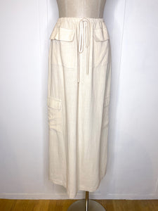 Midi Linen Tie Cargo Skirt