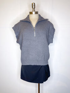 Short Sleeve Knit Zip Sweater