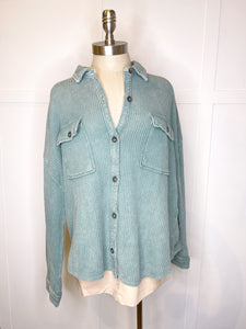Waffle Distressed Button Down