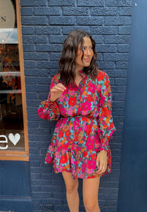 Floral Tie Ruffle Dress