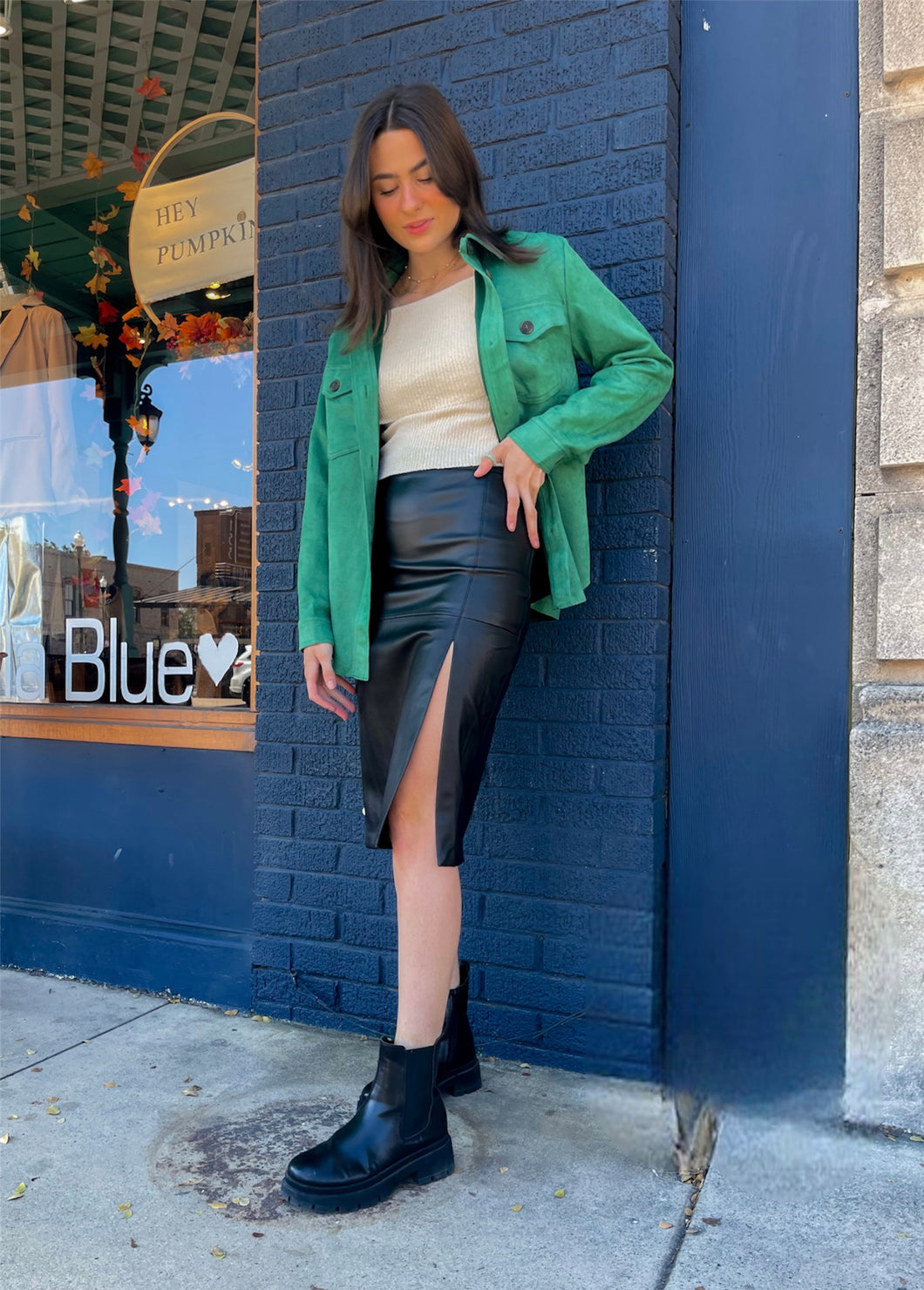 Faux Leather Midi Skirt