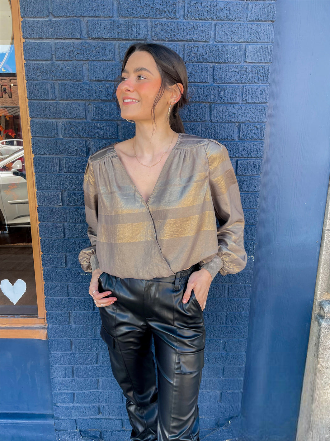 LS Metallic Surplice Top//2 Colors