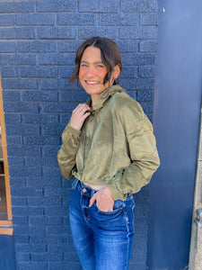 Crop Velour Hoodie//3 Colors