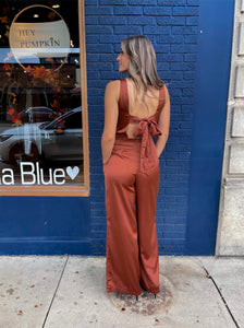 High Neck Satin Jumpsuit