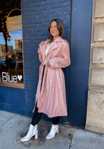 Faux Leather Trench Coat