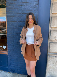 Waffle Distressed Button Down