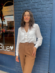 V Neck Button Down Henley Top