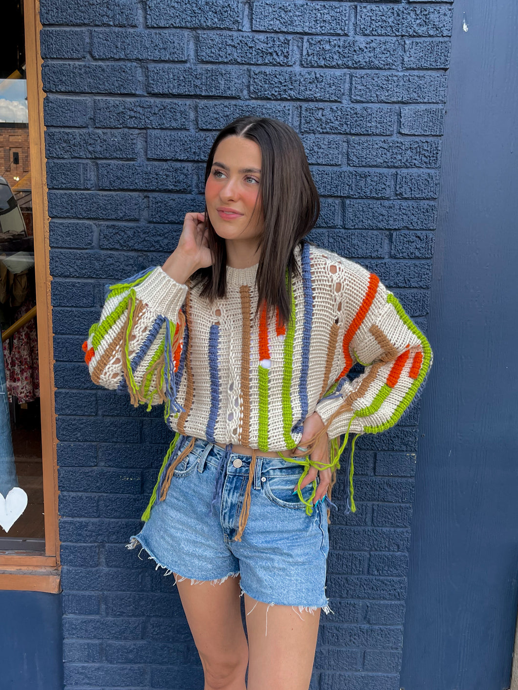 Distressed Braided Sweater
