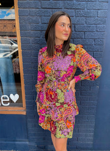 Floral Belted Ruffle Dress
