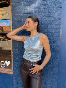 Metallic Ruched Tank