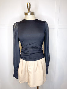 Mesh Balloon Sleeve Top//2 Colors