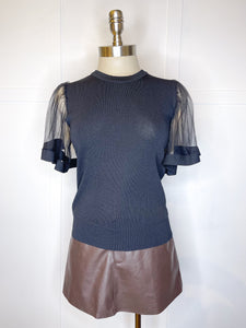 Flutter Mesh Sleeve Knit top