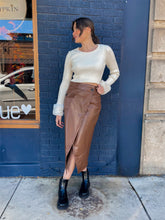 Load image into Gallery viewer, Leather Midi Envelope Skirt // 2 colors
