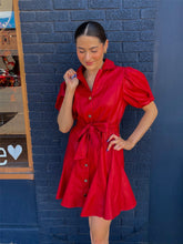 Load image into Gallery viewer, Puff Slv Tie Leather Dress
