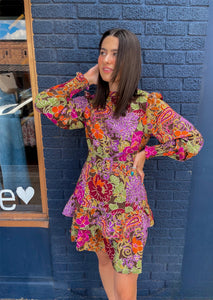 Floral Belted Ruffle Dress