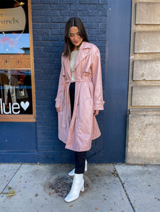 Faux Leather Trench Coat