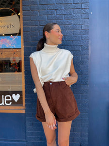 Cuffed Corduroy Shorts//2 Colors