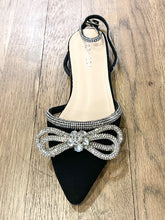 Load image into Gallery viewer, Black Glitter Bow Flat
