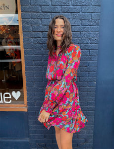 Floral Tie Ruffle Dress