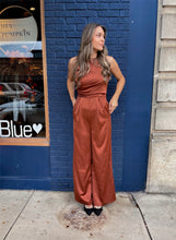 Load image into Gallery viewer, High Neck Satin Jumpsuit
