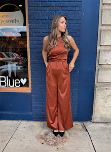 High Neck Satin Jumpsuit