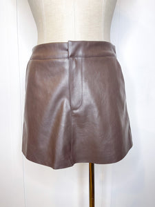 Snap Mini Faux Leather Skort