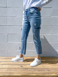 Mid Rise Slim Straight Cargo