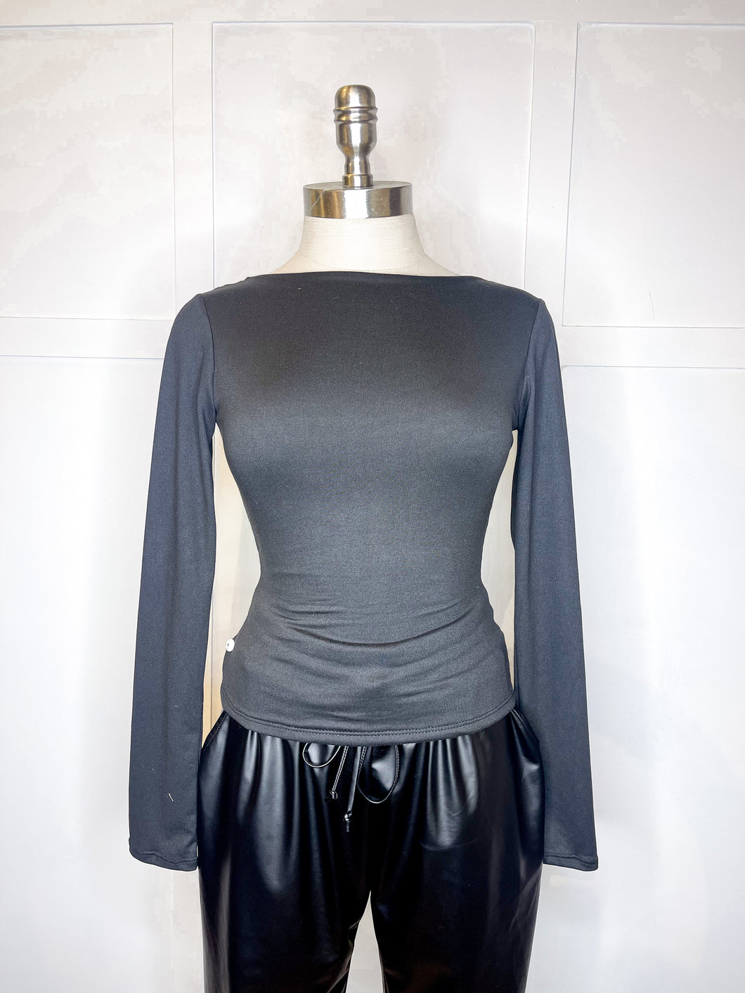 High Neck Low Back Long Slv