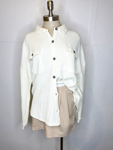 Waffle Distressed Button Down