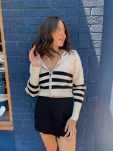 Load image into Gallery viewer, Collared Zip Striped Sweater
