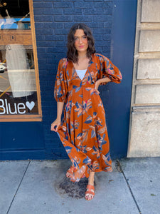 Satin Floral Midi