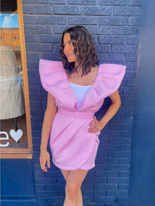 Bubble Sleeve Wrap Mini Dress