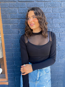Mock Neck Mesh Bodysuit