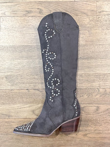 Suede Studded Cowboy Boot