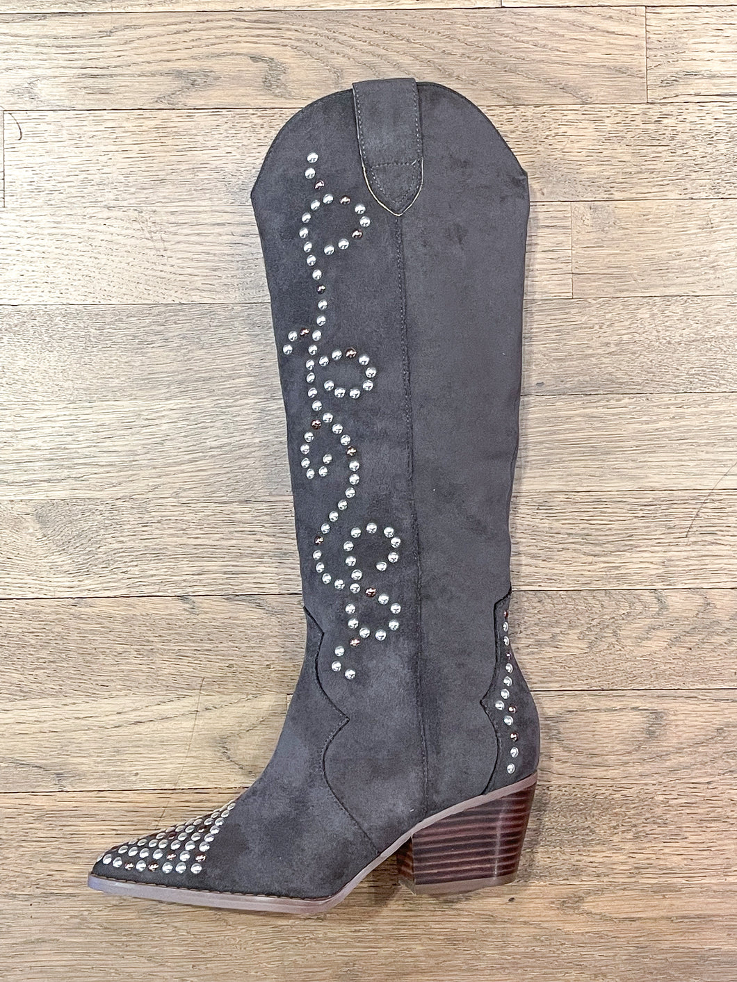 Suede Studded Cowboy Boot