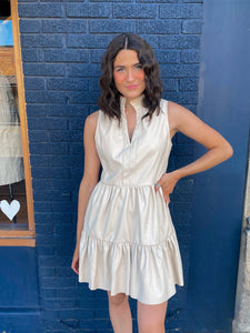 Faux Lather Ruffle Dress//2 Colors