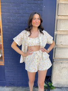 Watercolor Floral Smock Crop Top