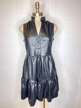 Load image into Gallery viewer, Faux Lather Ruffle Dress//2 Colors
