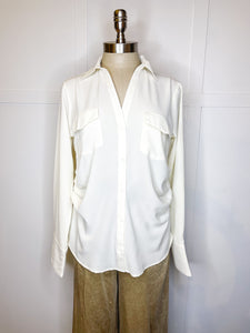 Ruched V Neck Blouse // 3 colors