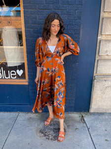 Satin Floral Midi
