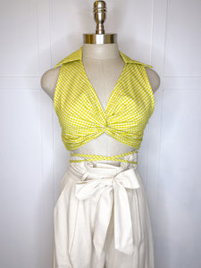 Gingham Collar Twist Crop