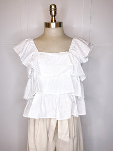 Ruffle Square Neck Crop // 3 colors