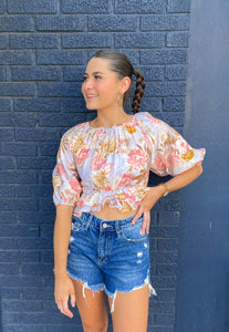 Floral Ruffle Tie Blouse
