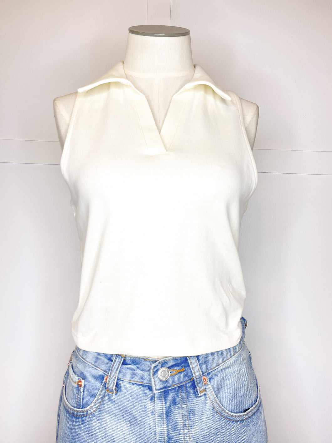 Collard V Neck Tank // 4 colors